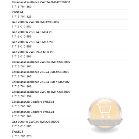 Bosch GAZ 5000/7000 Junkers Ceraclass hőcserélő 87199056450