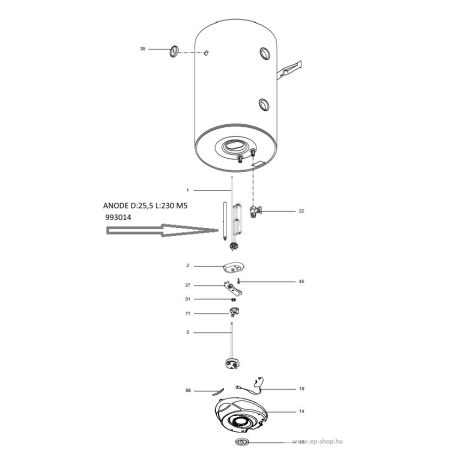 Ariston magnézium anód D25,5 L230 PrO 993014-01